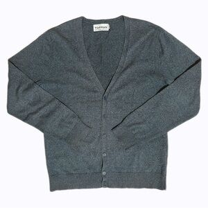 Topman Men’s Dark Grey 100% Cotton V-Neck Button-Up Knit Cardigan Size M